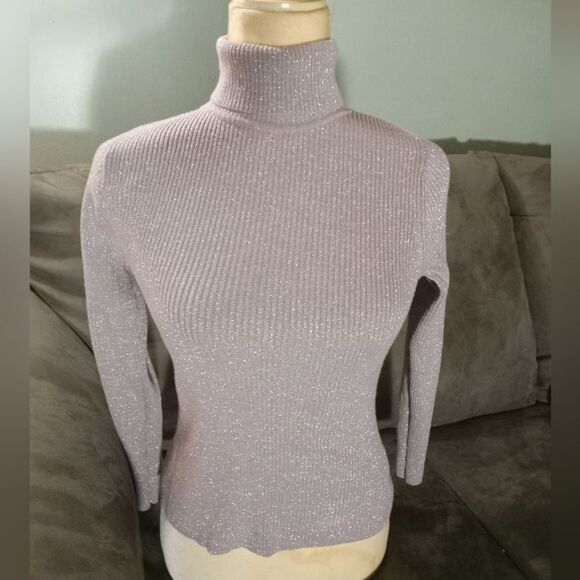 Elegant Sparkle Gold Turtleneck Sweater - Picture 1 of 5